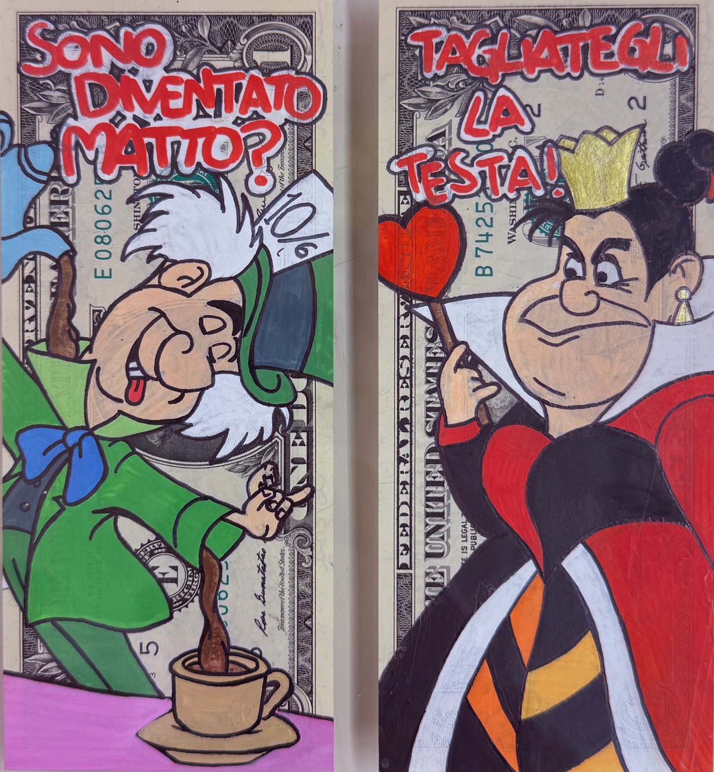 Regina di Cuori e Cappellaio Matto – DollarArt, Pop Art | Galleria Temide Savona