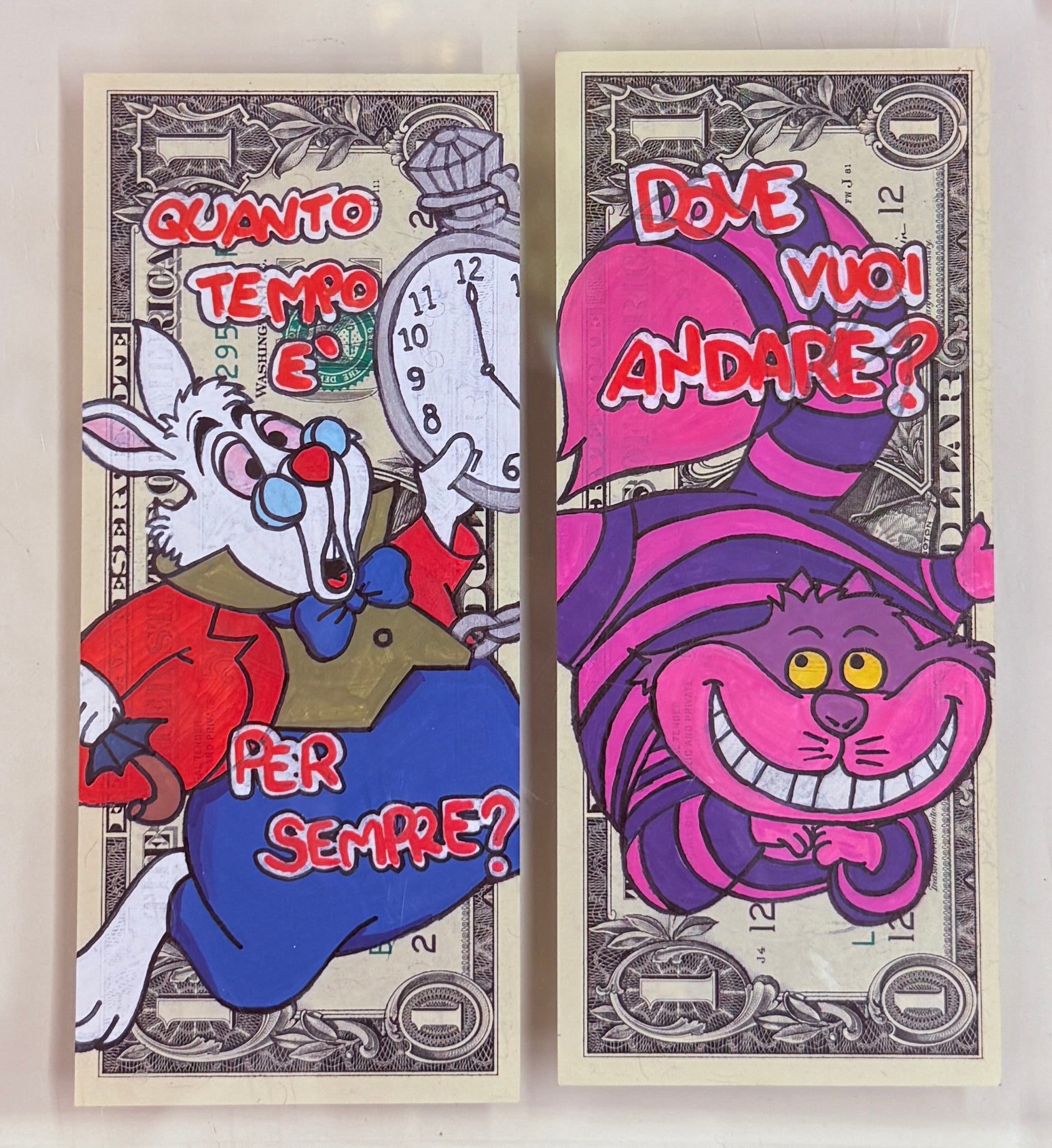 Bianconiglio e Stregatto – DollarArt, Pop Art | Galleria Temide Savona