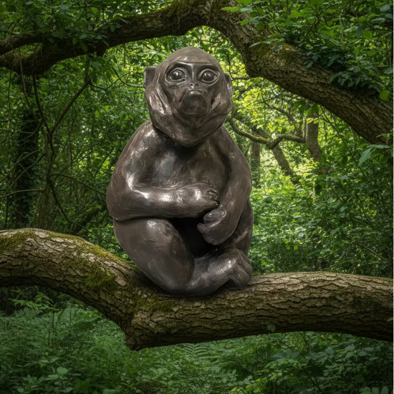 Animali La Scimmia – Ross sculpture, terracotta Raku | Galleria Temide Savona