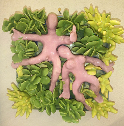 Coppia in Giardino – Andrea Viviani, scultura in ceramica | Galleria Temide Savona