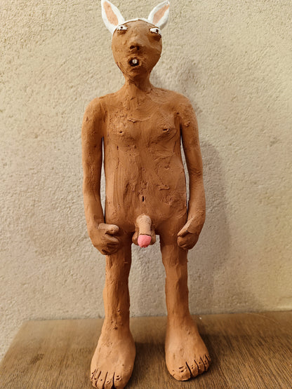 Humans Uomo Coniglio – Antonio Sunseri, terracotta | Galleria Temide Savona