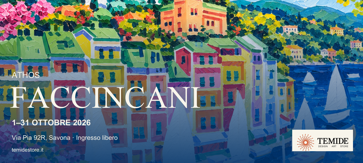 Athos Faccincani — Tra fiori e meraviglie la mia Portofino, mostra TEMIDE a SavonaAthos Faccincani — visual della mostra TEMIDE, Savona, 1–31 ottobre 202Athos Faccincani — visual della mostra TEMIDE, Savona, 1–31 ottobre 2026